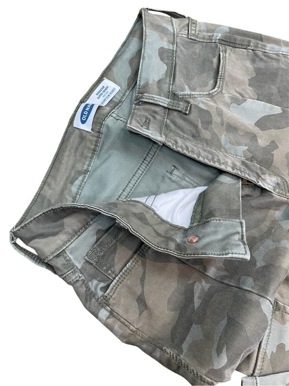 Old Navy Y2K RockStar Super Skinny High Rise Pants - sz 2 Cargo Army Camo Olive - Picture 5 of 9